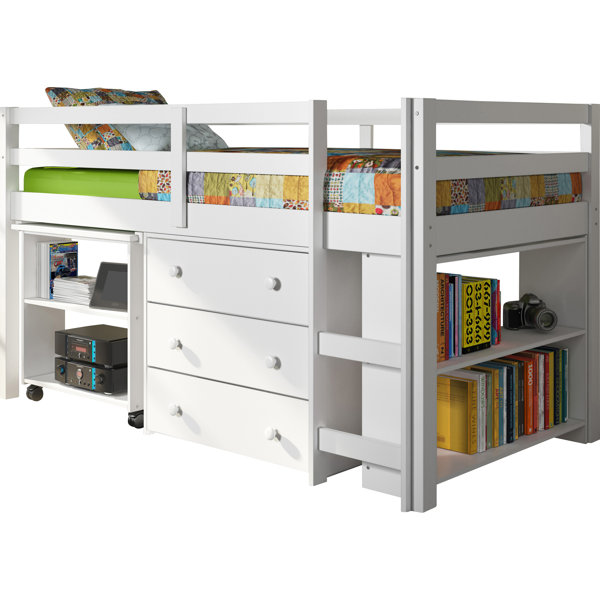 Bintou Twin Platform Loft Bed with Bookcase by Harriet Bee